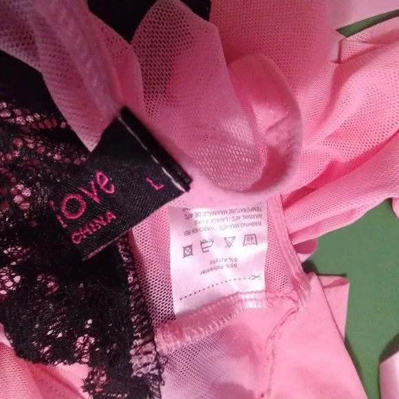 Avidlove (L) Pink and Black Lace Multi Tie Teddie - NWOT - Picture 7 of 7